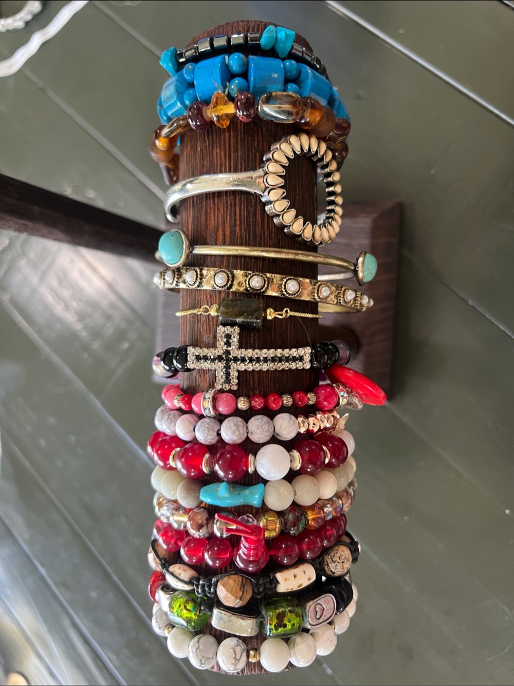 Stackable Red and Turquoise Women’s Beaded Bracelet Set